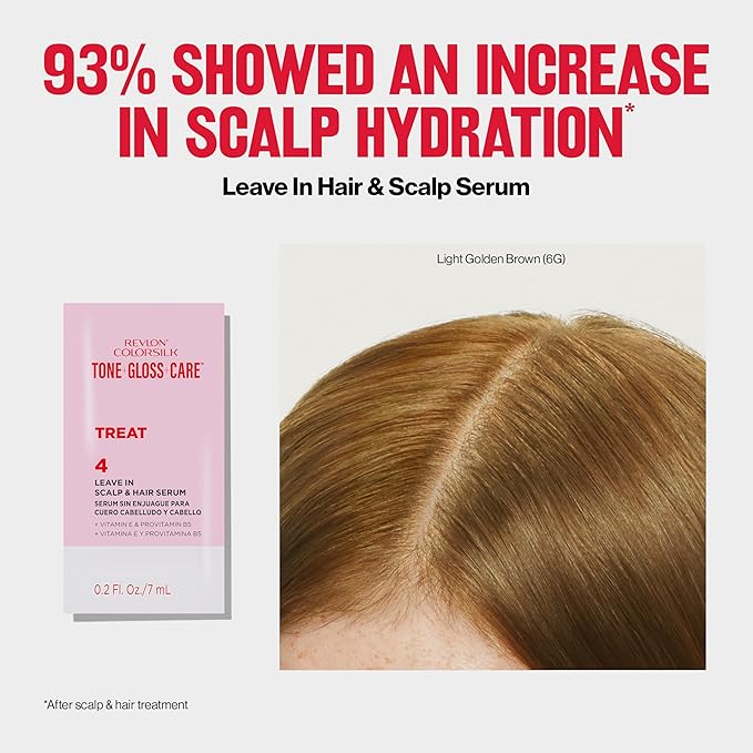 Revlon ColorSilk Tone + Gloss + Care Demi Permanent Hair Color, Dye Kit with Leave-In Scalp and Haircare Serum, 2x Shinier, 4x Stronger, 4RV Burgundy, 4.5 fl oz