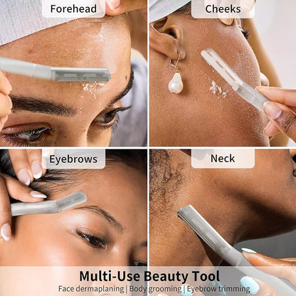 Face Razors for Women, Dermaplane Razor for Women Face, Eyebrow Razor, Facial Razors, Dermaplaning Tool, Gentle Skin Exfoliation Microblades for Sensitive Skin, Peach Fuzz Remover, 5 Count