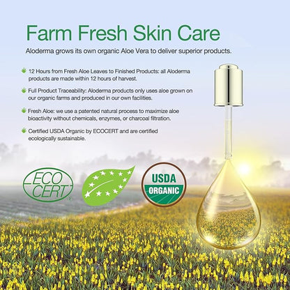 Aloderma Organic Aloe Vera Gel for Body Made within 12 Hours of Harvest, 96% Pure Aloe Vera Gel for Skin, Scalp, & Hair, Soothing Aloe Face Moisturizer, Multipurpose, Hydrating Aloe Gel, 7oz, 6 Pack