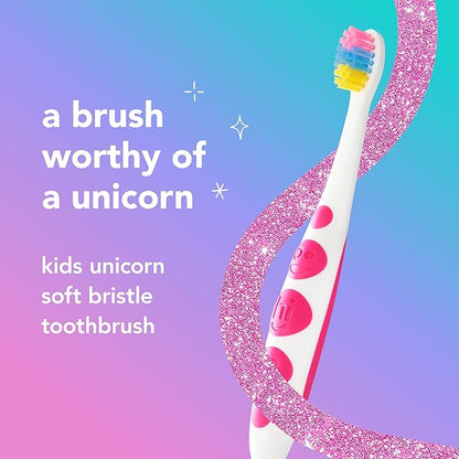 hello Soft Kids Toothbrushes, Unicorn Toothbrush Pack with Wide Handles, Made for Kids of All Ages, BPA-Free, Super Soft Bristles, Gentle on Gums, Tough on Pesky Plaque, 6 Pack