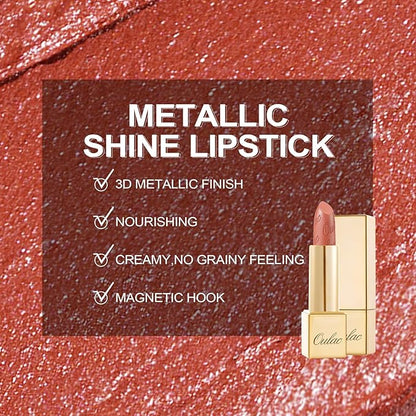 Oulac Coral Orange Lipstick for Women with Metallic 3D Shine Lightweight Hydrating Formula, High Impact Lip Color, Vegan Beauty, Full Coverage Lip Makeup, Christmas Gifts for Women, Be Happy(05)