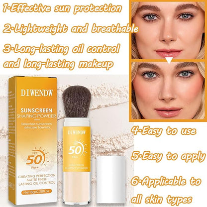 Mineral Sunscreen Setting Powder SPF 50 PA++,Breathable Brush Skin Types