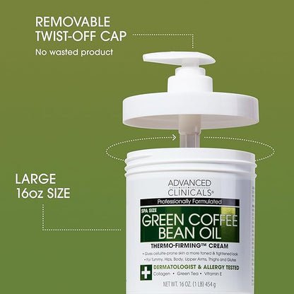 Advanced Clinicals Retinol Body Cream + Green Coffee Bean Oil Thermo - Firming Body Lotion 2pc Skincare Set For Women & Men | Body & Face Moisturizer Set Helps Improves Appearance Of Crepey Skin, 2PC