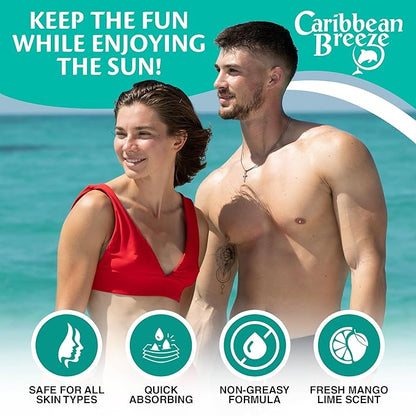 Reef Friendly Sunscreen SPF 70 Lotion, Mango Lime Scent Body Sunscreen Lotion, Rich in Anti Oxidants, Water Resistant Up to 80 Minutes, Broad Spectrum Body Lotion with Sunscreen, 4 oz, 2 Pack