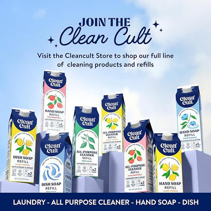 Cleancult Liquid Hand Soap Refills - Lemon Verbena - Moisturizes Dry & Sensitive Skin - Made with Aloe Vera & Essential Oils - Eco Friendly - Paper-Based Packaging - 32 oz/3 Pack
