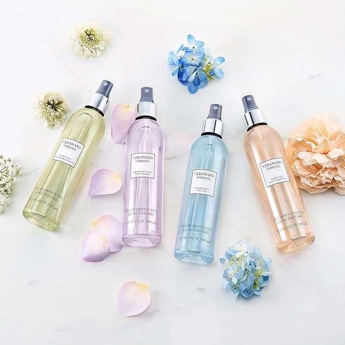 Vera Wang Embrace Body Mist Spray for Women, Green Tea & Pear Blossom, 8 Fluid Oz with Marigold and Gardenia Scent, 8 Ounce Body Mist Spray Dreamy Fl