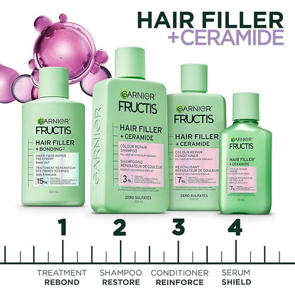 Garnier Fructis Hair Filler Color Repair Conditioner with Ceramide, Smoothing & Sulfate Free Conditioner for Colored, Bleached Hair, 10.1 Fl Oz, 1 Count