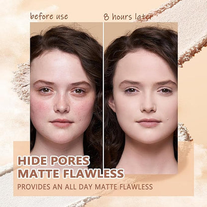Oil Control Face Pressed Powder,Matte Smooth Flawless Setting 0.35Oz