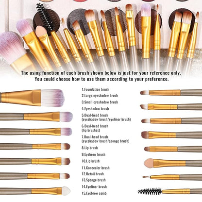 UCANBE Eyeshadow Palette with 15 Brushes Makeup Sets, Pigmented