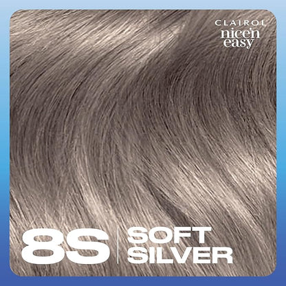 Clairol Nice'n Easy Permanent Hair Dye, 8S Soft Silver Hair Color, Pack of 1
