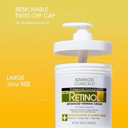 Advanced Clinicals Retinol Body Lotion + Brightening Vitamin C Lotion 2pc Skincare Set For Women & Men | Body Cream & Face Moisturizer Set Helps Improve The Look Of Dark Spots & Uneven Skin Tone, 2PC