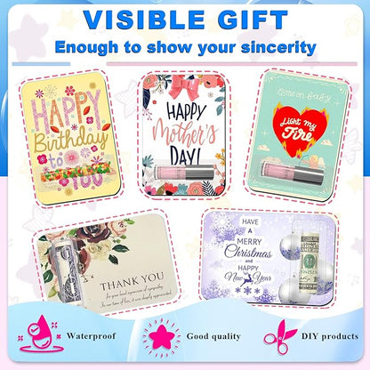 60 Pcs Lip Balm Pouches Plastic Money HolderClear Lipstick Holder Clear Plastic Domes for Gift Card DIY Crafts with Double Side Tape