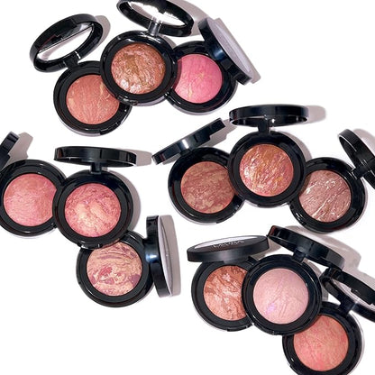 LAURA GELLER NEW YORK Baked Blush-n-Brighten Marbleized Blush + Angled Brush (02 Pink Buttercream, 47mm)