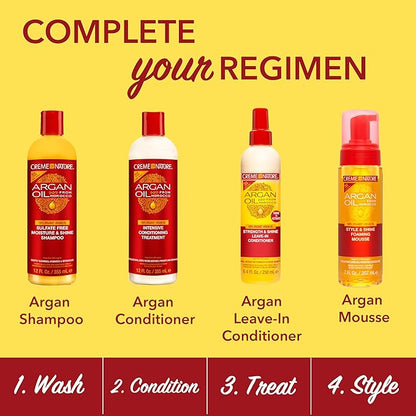 Creme of Nature Argan Oil Shampoo, Moisture & Shine Shampoo, Sulfate Free Hair Care Formula, Nourishes, Hydrates, Detangles, 12 fl. oz.