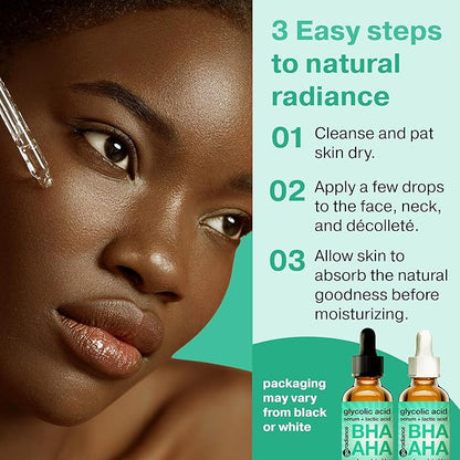 2X BIGGER 2OZ, Go Radiance 5% Glycolic Acid Serum, Salicylic Acid Serum for Acne-prone Skin, BHA Liquid Exfoliant, AHA Peel Lactic Acid Serum, Gentle Glycolic Acid Peel For Oil Control & Pore Reducer