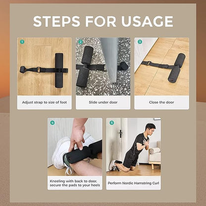 Nordic Hamstring Curl Strap with Knee Pad -