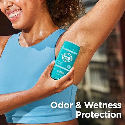 Tom's of Maine Clean Coast Aluminum Free Natural Deodorant For Women & Men | Goes on Clear | Odor & Wetness Protection | Naturally Derived and Moisture-Locking Ingredients | 3.25 oz (2 Pack)