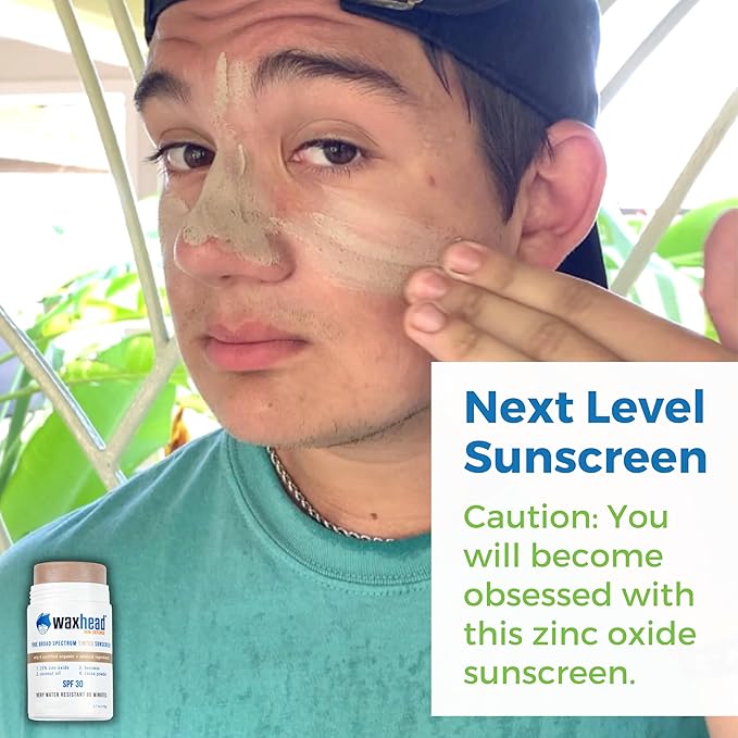 Waxhead Tinted Zinc Stick - Truly Reef Safe Sunscreen, Mineral Sunscreen Face Sunscreen Stick Zinc Oxide Sunscreen, Tinted Zinc Sunscreen Stick Face, Zinc Concealer Stick, Surf Sunscreen Biodegradable