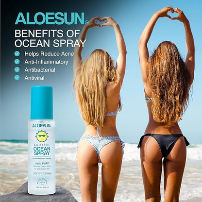 Ocean Spray | Pure California Sea Salt Water Face Mist Infused with Organic Lavender Essential Oil for Tanning | Hair and Scalp Exfoliating Solution | Acne Treatment | Travel Size 3.4 Fl Oz