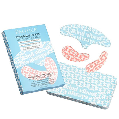 Pacifica Reusable Mask Set – Silicone Undereye & Brow Mask Set for Forehead & Under Eye, Anti-Wrinkle, Firming, Pair with Serum, Vegan & Cruelty-Free, 3 Pieces