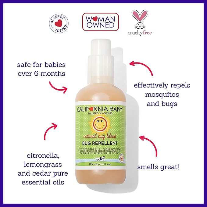 California Baby Super Sensitive Sunscreen + Natural Bug Spray | 2.9oz Unscented SPF 30+ Mineral Sunscreen + 6.5oz Natural Bug Repellent | Hypoallergenic | Formulated for Sensitive Skin