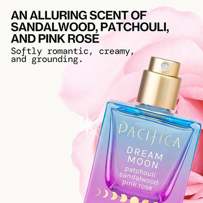 Pacifica Dream Moon Womens Spray Perfume 1 fl oz – Long-Lasting Floral Woody Fragrance for Her - Rose, Patchouli, Sandalwood – 100% Vegan, Cruelty-Free, Phthalate-Free Fragrance