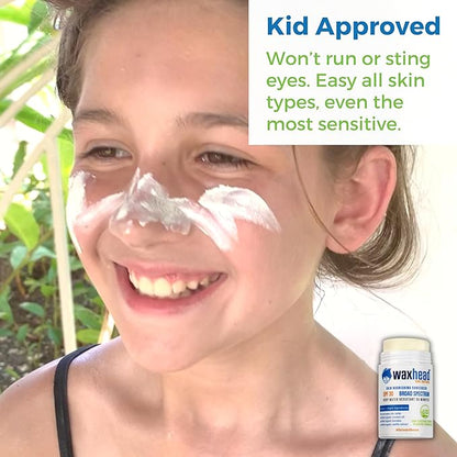 Waxhead Coral Reef Safe Sunscreen Stick - Zinc Oxide Sunscreen, Tattoo Sunscreen Stick Mineral Sunscreen Face Sunscreen Stick, Baby Sunscreen Stick, Sunblock Stick, Biodegradable Sunscreen