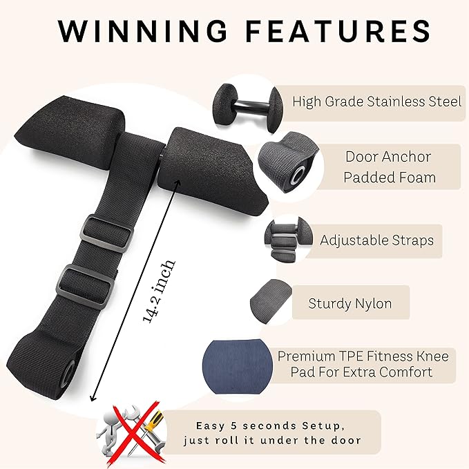Nordic Hamstring Curl Strap with Knee Pad -