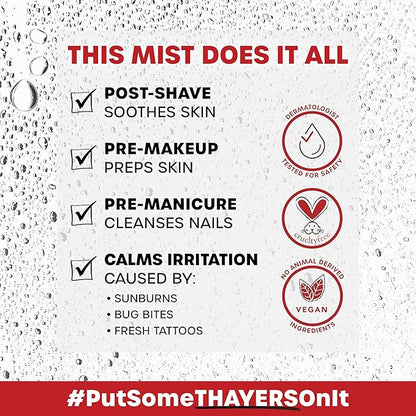 Thayers Alcohol-Free Witch Hazel Facial Mist Toner with Aloe Vera, Unscented, Soothing and Hydrating, for All Skin Types, Trial Size, 3 oz