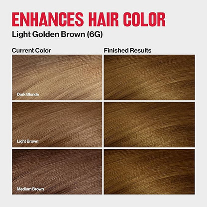 Revlon ColorSilk Tone + Gloss + Care Demi Permanent Hair Color, Dye Kit with Leave-In Scalp and Haircare Serum, 2x Shinier, 4x Stronger, 6G Light Golden Brown, 4.5 fl oz