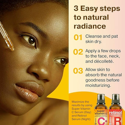 Double Size (2OZ) Super Vitamin C Serum for Face w/Niacinamide Serum, 5% Vitamin C Face Serum w/Hyaluronic Acid, Resveratrol, Anti-Aging Brightening Super C Serum, Facial Serum Vitamina C, E