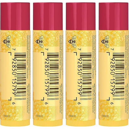 Burt's Bees Lip Balm - Pomegranate, Lip Moisturizer With Responsibly Sourced Beeswax, Tint-Free, Natural Origin Conditioning Treatment, 4 Tubes, 0.15 oz.