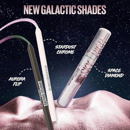 Maybelline Lash Sensational Sky High Glitter Mascara, Diamond Effect Eye Makeup for Lashes and Brows, Washable, Space Diamond, 1 Count