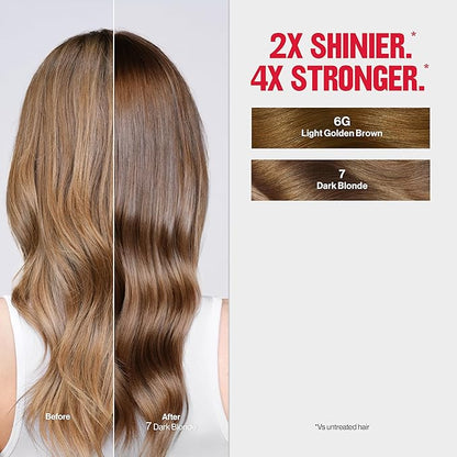 Revlon ColorSilk Tone + Gloss + Care Demi Permanent Hair Color, Dye Kit with Leave-In Scalp and Haircare Serum, 2x Shinier, 4x Stronger, 6G Light Golden Brown, 4.5 fl oz