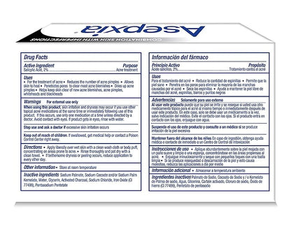 Asepxia with Activated Charcoal Purifying Effect Acne Treatment Bar Soap with Salicylic Acid, 4 Ounce (Pack of 2)