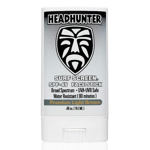 Headhunter Sunscreen Face Stick SPF 45, Waterproof Surf Sunblock for Waterman, Water-Resistant Facial Sunscreen for Ultra-Sport Protection and Solar Defense (80 min), Tinted Light Brown (1 pack)