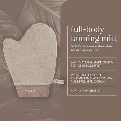 EcoTools Good Tan Full-Body Tanning Mitt, For Self-Tan Application, Use Self Tanning Mitt With Tanning Mousse, Lotions, & Tanning Waters, Eco Friendly Self Tan Mitt, Vegan, & Cruelty-Free, 1 Count
